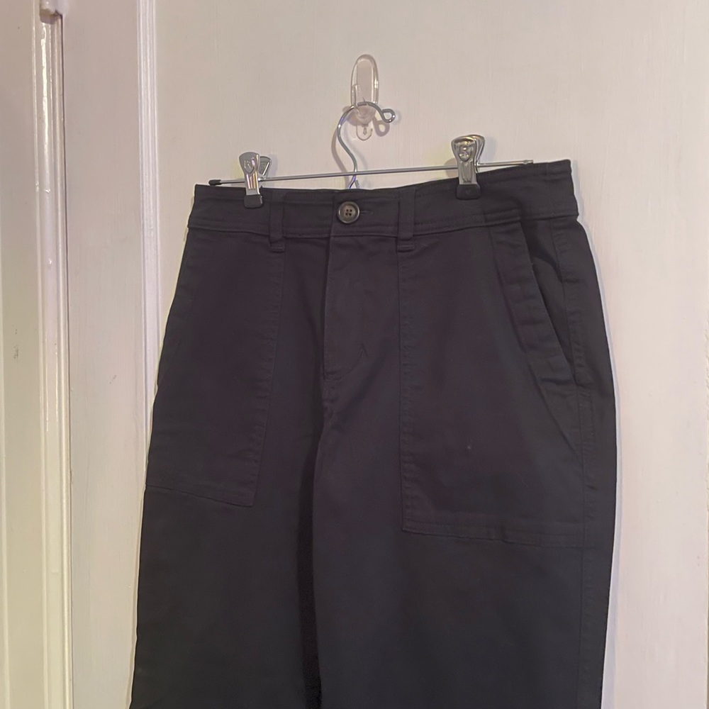 A New Day Wide Leg Black Stretch Cotton Utility Pant Size 4